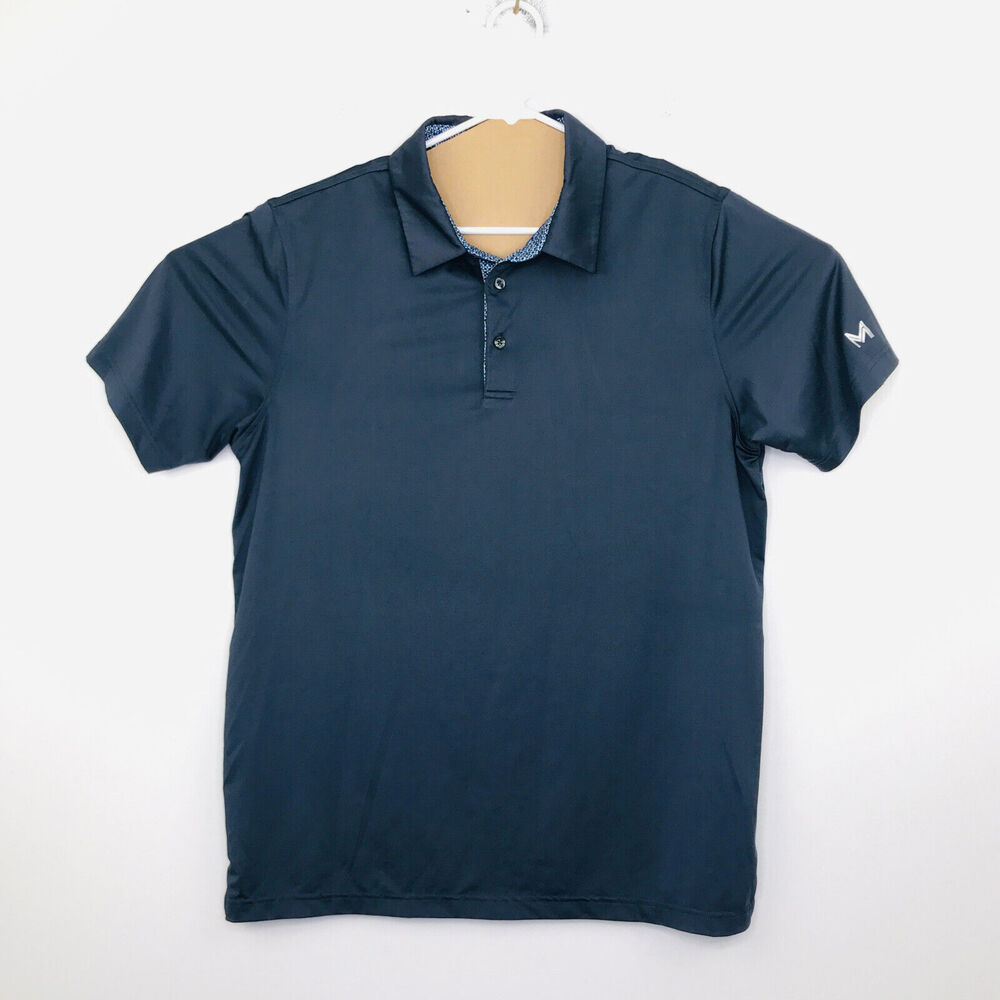 Maelreg Men's Large Shirt Dark Gray Solid Performance Polo Classic Fit CJ20